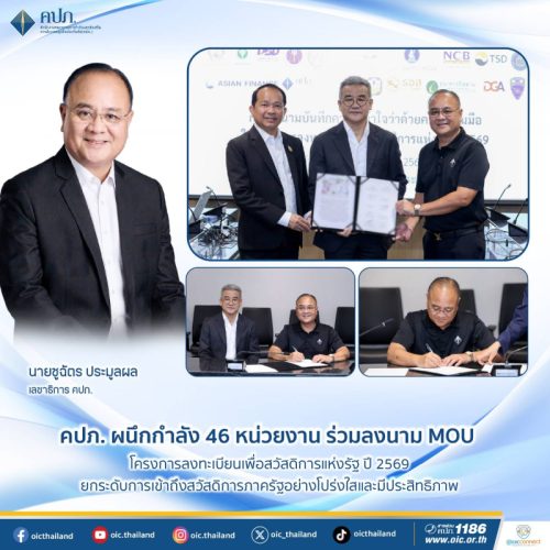คปภ. ผนึกกำลัง 46 หน่วยงาน ร่วมลงนาม MOU โครงการลงทะเบียนเพื่อสวัสดิการแห่งรัฐ ปี 69