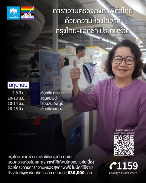 กรุงไทย-แอกซ่า ประกันชีวิต จัดโครงการ “คาราวานตรวจสุขภาพทั่วไทย”  มอบบริการตรวจสุขภาพ ฟรี! ตลอดเดือนมิถุนายน