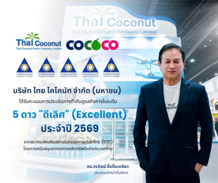 COCOCO คว้า CGR 5 ดาว “ดีเลิศ” ประจำปี 2569  ยกระดับมาตรฐานการกำกับดูแลกิจการ