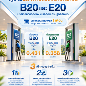กรมสรรพสามิตบรรเทาค่าครองชีพประชาชน ปรับลดภาษีสรรพสามิตน้ำมัน B20 และ E20 ระยะเวลา  3 เดือน